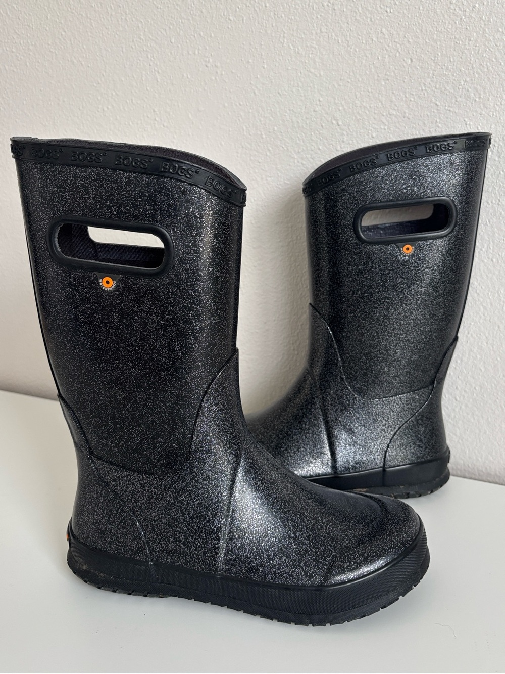 Bogs Rainboot Glitter‎ Boots Black Youth Size 4 youth Sparkle waterproof sparkle